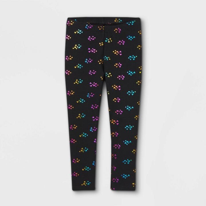 Toddler Girls' Rainbow Shine Heart Leggings - Cat & Jack Black