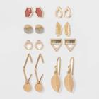 Semi-precious Stone Charm Hoop And Stud Earring Set - Universal Thread , Women's,