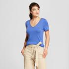 Women's Fitted Short Sleeve V-neck T-shirt - A New Day Blue