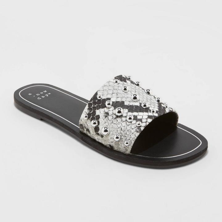 Women's Tafia Snake Stud Slide Sandals - A New Day Gray