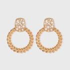 Rope Texture Pave Pearl Drop Hoop Earrings - A New Day Gold