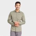Men's Long Sleeve Button-up T-shirt - All In Motion Olive Green