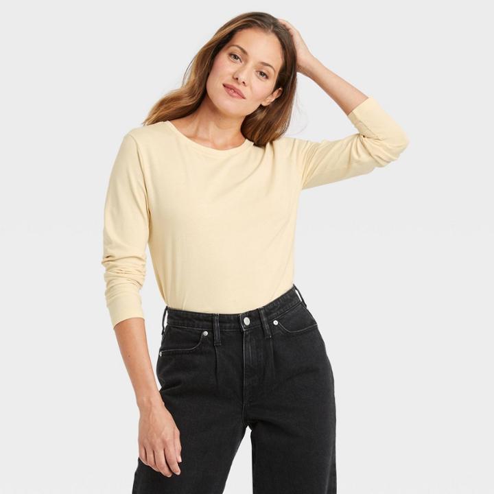 Women's Long Sleeve T-shirt - A New Day Yellow