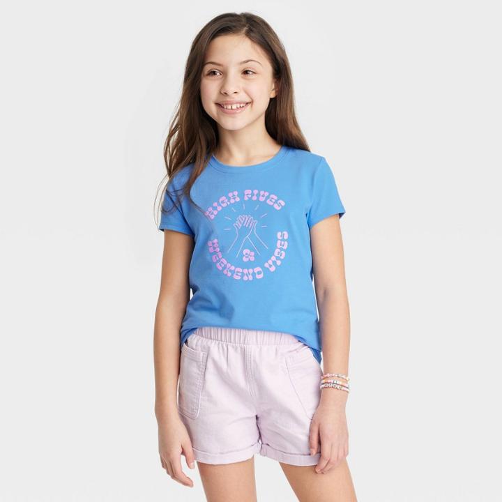 Girls' Short Sleeve 'high Fives & Weekend Vibes' Graphic T-shirt - Cat & Jack