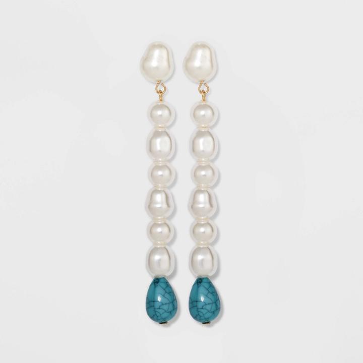 Sugarfix By Baublebar Pearl Drop Earrings - Turquoise/pearl, Women's, Blue