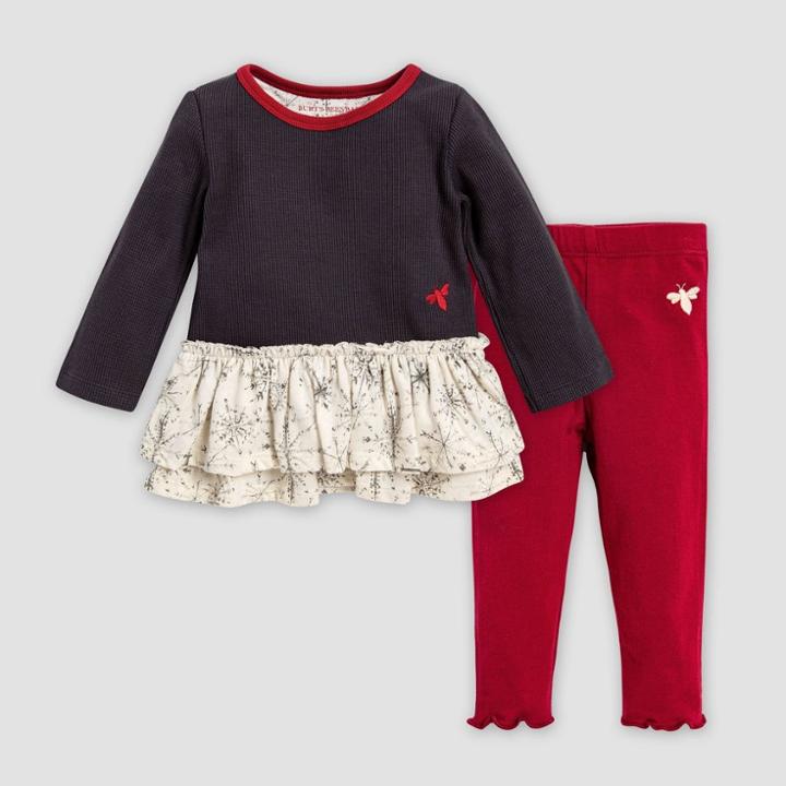 Burt's Bees Baby Baby Girls' Organic Cotton Blizzard Bliss Thermal Dress And Leggings Set - White