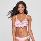 Women's Seersucker Tie Front Bralette Bikini Top - Xhilaration Multi Stripe D/dd Cup,