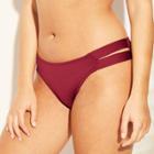 Women's Medium Coverage Double Tab Hipster Bikini Bottom - Kona Sol Bing Cherry