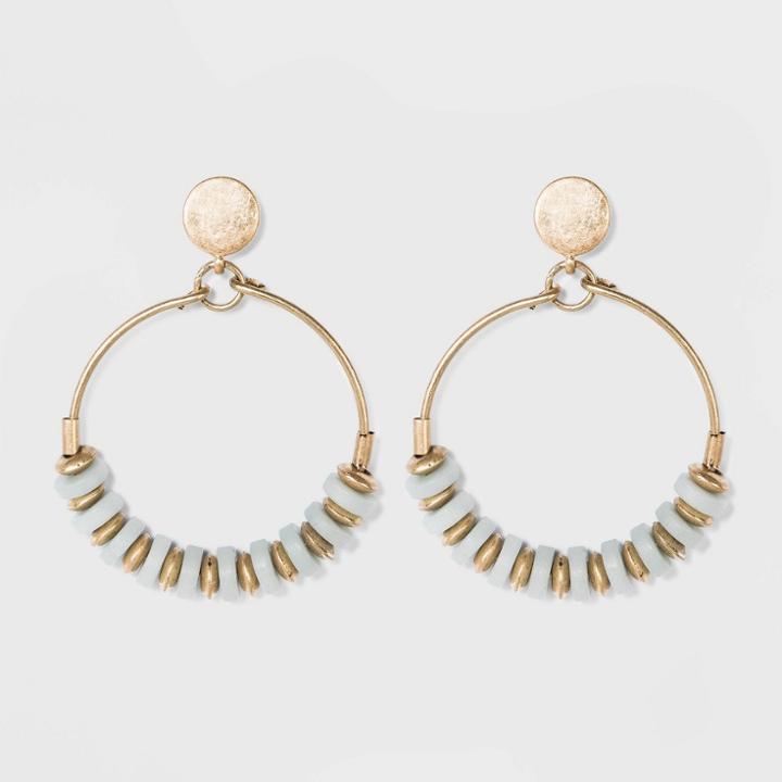 Wire Threaded Semi-precious Aventurine Orbital Earrings - Universal Thread Mint, Women's, Size: