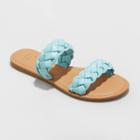 Women's Lucy Wide Width Braided Slide Sandals - A New Day Blue