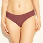 Women's Ribbed Shirred Side Hipster Bikini Bottom - Shade & Shore Raisin