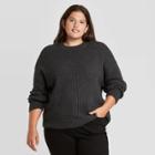 Women's Plus Size Crewneck Pullover Sweater - Universal Thread Charcoal Gray