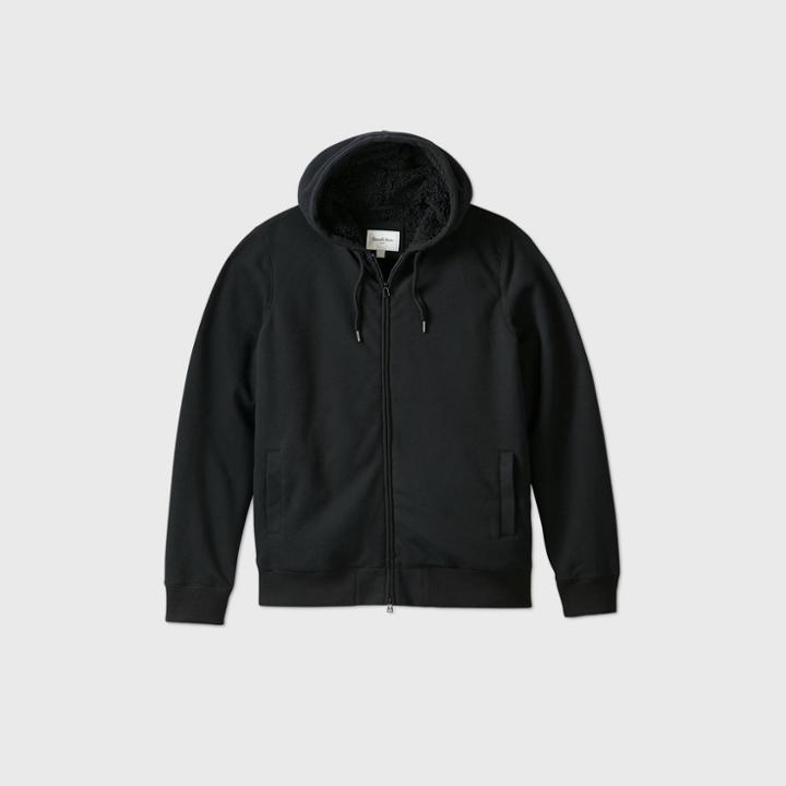 Men's Tall Fullzip Sherpa Lined Hooded Fleece Jacket - Goodfellow & Co Black