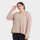 Women's Plus Size Long Sleeve Keyhole Back T-shirt - All In Motion Faded Rose