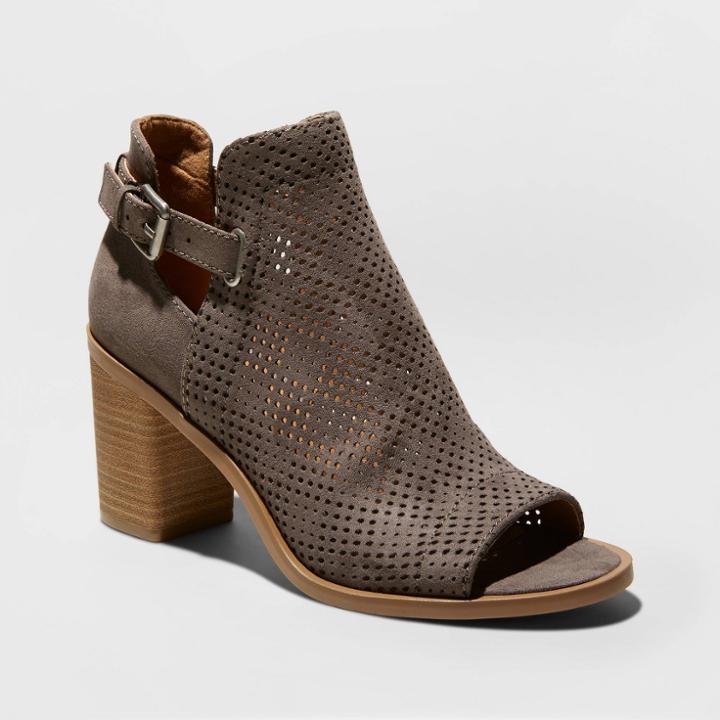 Women's Lizzy Microsuede Perf Heeled Bootie Pumps - Universal Thread Gray