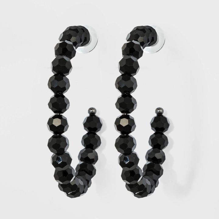 Glass Hoop Earrings - A New Day Black, Women's
