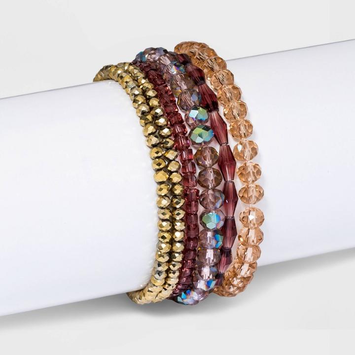 Beaded Stretch Bracelet Set 6pc - A New Day Blush