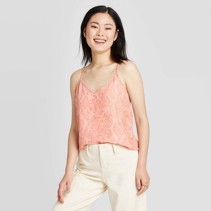 Women's Snakeskin Woven Cami - A New Day Pink