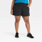 Women's Plus Size Knit Waist Stretch Woven Shorts - All In Motion Black