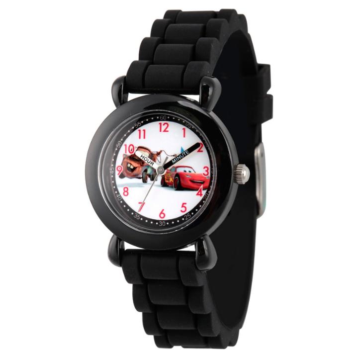 Boys' Disney Cars Mater And Lightning Mcqueen Black Plastic Time Teacher Watch - Black, Boy's