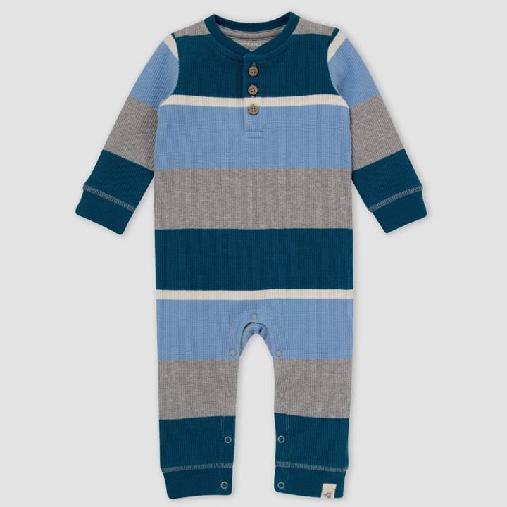 Burt's Bees Baby Baby Boys' Tipped Rugby Striped Thermal Jumpsuit -
