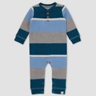 Burt's Bees Baby Baby Boys' Tipped Rugby Striped Thermal Jumpsuit -