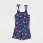 Girls' Sleeveless Printed Knit Romper - Cat & Jack Navy