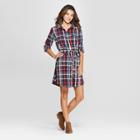 Women's Plaid Shirt Dress - Universal Thread Red