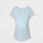 Maternity Short Sleeve Scoop Neck Side Shirred T-shirt - Isabel Maternity By Ingrid & Isabel Blue