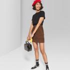 Women's Short Sleeve Crew Neck Cropped T-shirt Boxy - Wild Fable Black