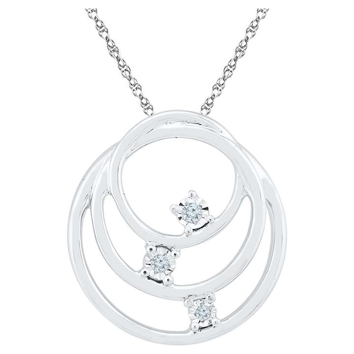 Target Diamond Accent Round White Diamond Triple Circle Pendant In Sterling Silver (i-j,i2-i3), Girl's