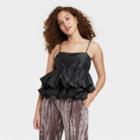 Women's Tiered Taffeta Tank Top - A New Day Black