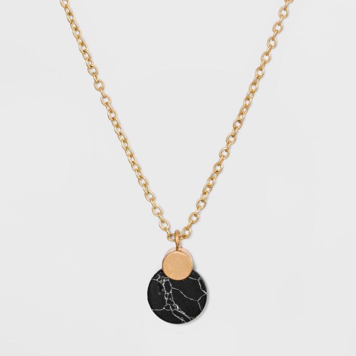 Round Semi Precious Onyx Stone Necklace - Universal Thread Black