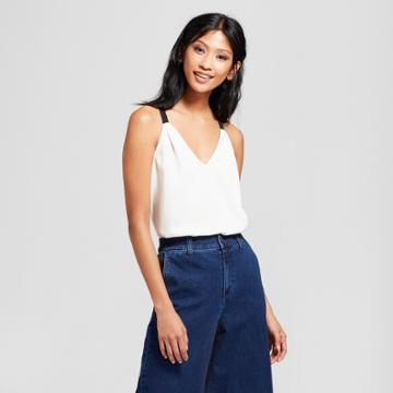 Eclair Women's Contrast Strap Tank - Clair White