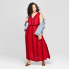 Women's Plus Size Striped Sleeveless V-neck Maxi Dress - Universal Thread Red