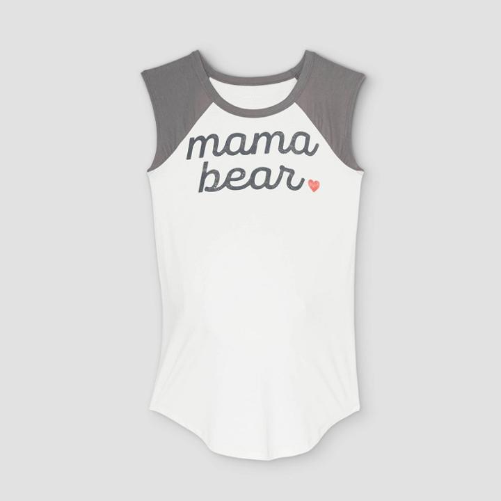 Maternity Sleeveless Mama Bear Baseball Graphic T-shirt - Isabel Maternity By Ingrid & Isabel Cream