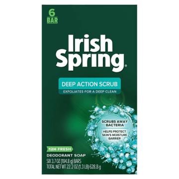 Irish Spring Deep Action Scrub Exfoliating Bar Soap For Body And Hand - 6pk