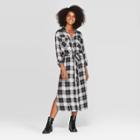 Women's Plaid Long Sleeve Button Front Long Open Layered Shirt Jacket - Knox Rose Black M, Women's,