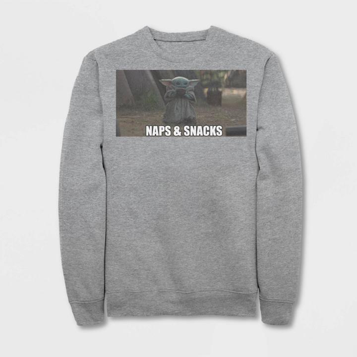 Women's Star Wars The Mandalorian The Child Nap And Snacks Pullover Sweater (juniors') - Gray S, Women's,