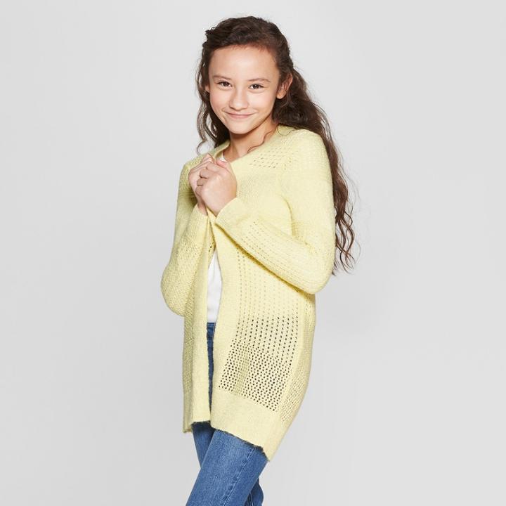 Girls' Long Open Cardigan - Cat & Jack Yellow