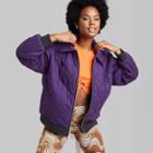 Women's Woven Quilted Bomber Jacket - Wild Fable Dark Purple