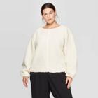 Women's Plus Size Long Sleeve Crewneck Sherpa Sweatshirt - Prologue White 1x, Women's,