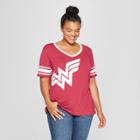 Women's Wonder Woman Plus Size Short Sleeve Logo Graphic T-shirt (juniors') Burgundy
