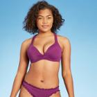 Women's Lightly Lined Cinch Ruffle Strap Bikini Top - Shade & Shore Acai Purple