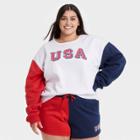 Modern Lux Women's Plus Size Usa Colorblock Graphic Sweatshirt