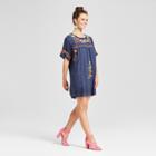 Women's Embroidered Shift Dress - R+j Couture Navy