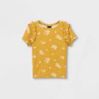 Toddler Girls' Ribbed Ruffle Short Sleeve T-shirt - Art Class Gold