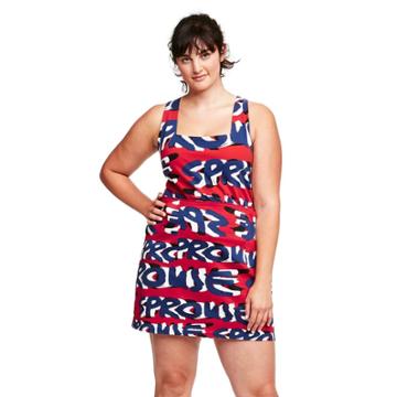 Women's Plus Size Graffiti Print Square Neck Tank Top - Stephen Sprouse For Target Red/blue 2x, Women's, Size: