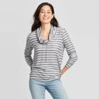 Women's Striped Long Sleeve Cowl Neck Blouse - Knox Rose Gray Xs, Women's, Blue
