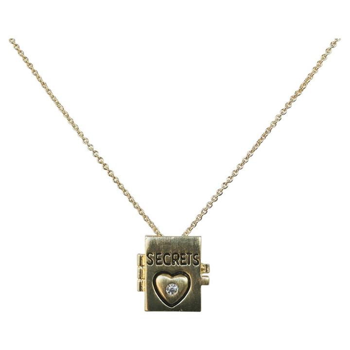 Zirconite Book Of Secrets Charm Pendant Necklace Gold - 16, Women's